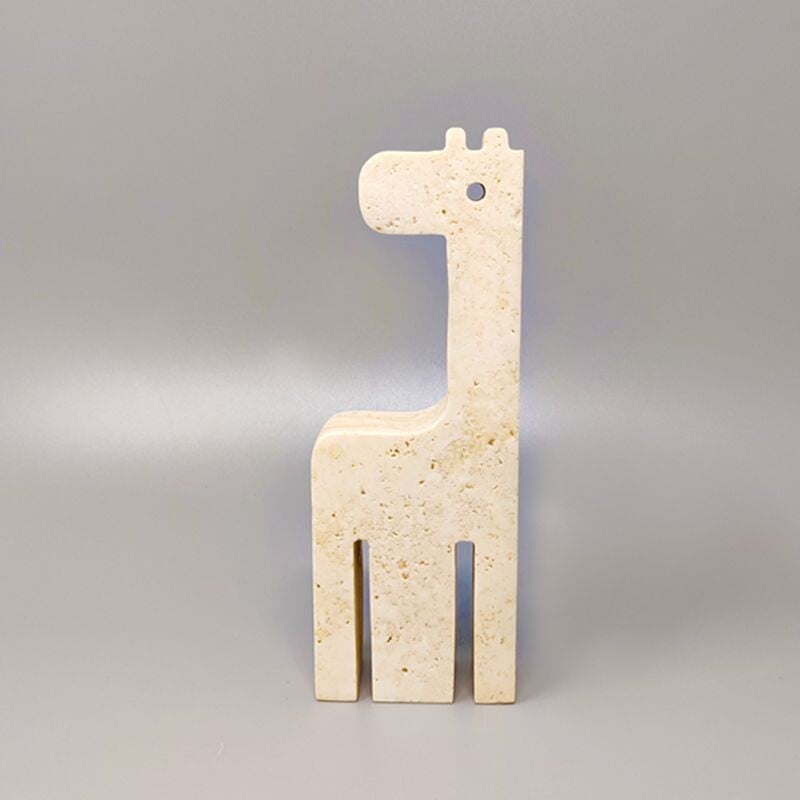Sculpture girafe vintage en travertin par Enzo Mari pour F.lli Mannelli, 1970