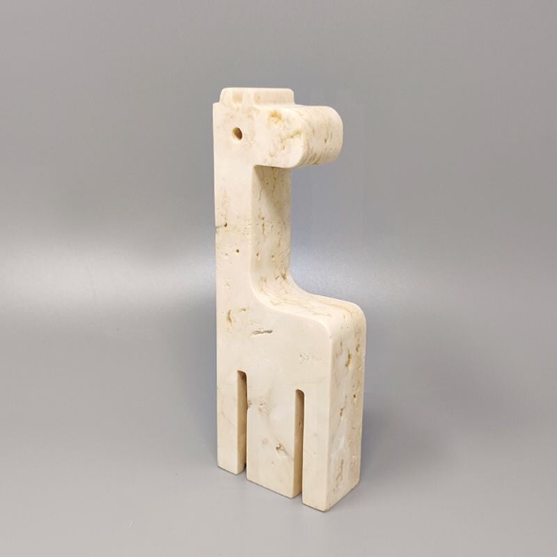 Sculpture girafe vintage en travertin par Enzo Mari pour F.lli Mannelli, 1970