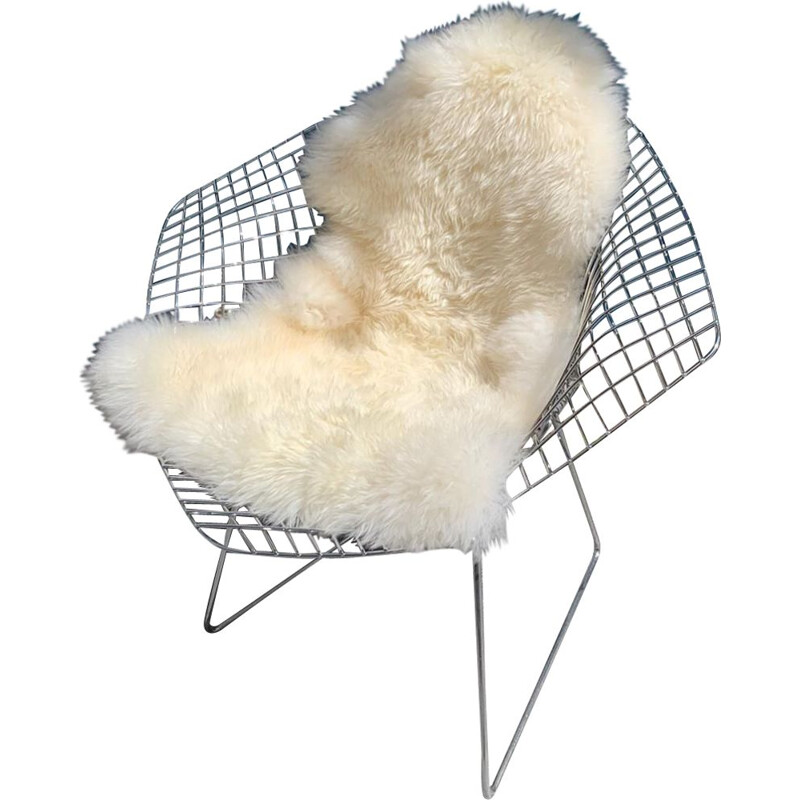 Vintage Diamond armchair with sheepskin by Harry Bertoia, 1960s