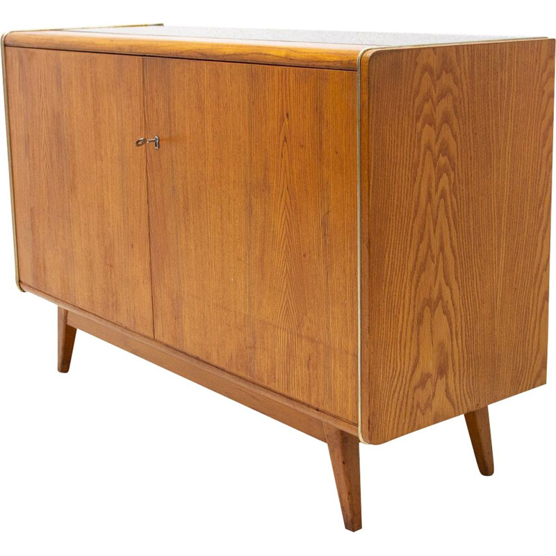 Vintage sideboard in beech and opaxite glass by Hubert Nepožitek and Bohumil Landsman for Jitona, 1960