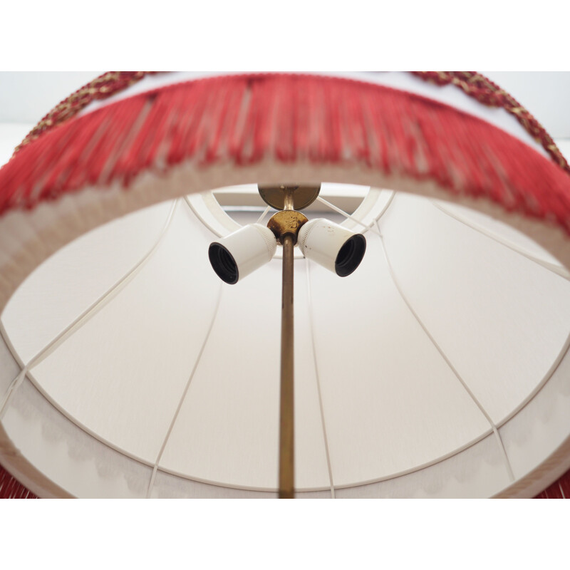 Vintage white and red brass floor lamp, Denmark 1970