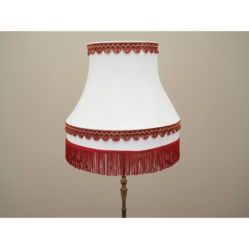 Vintage wit en rood koperen vloerlamp, Denemarken 1970