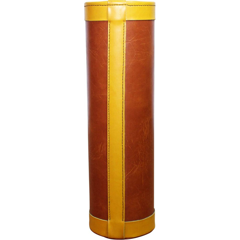 Vintage leather umbrella stand, 1970s-1980s