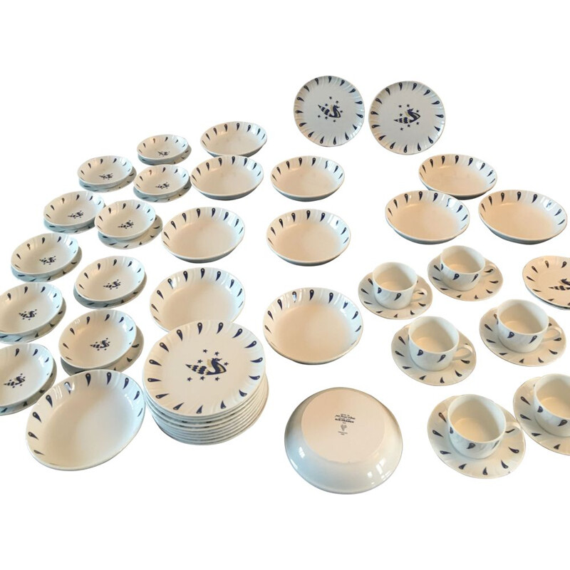 Set of 58 vintage porcelain pieces by Jean Picart Le Doux for Air France, 1970s