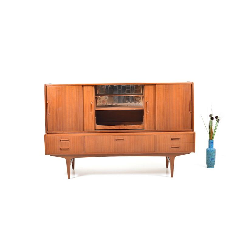 Large Danish cabinet in teak with sliding doors - 1960s