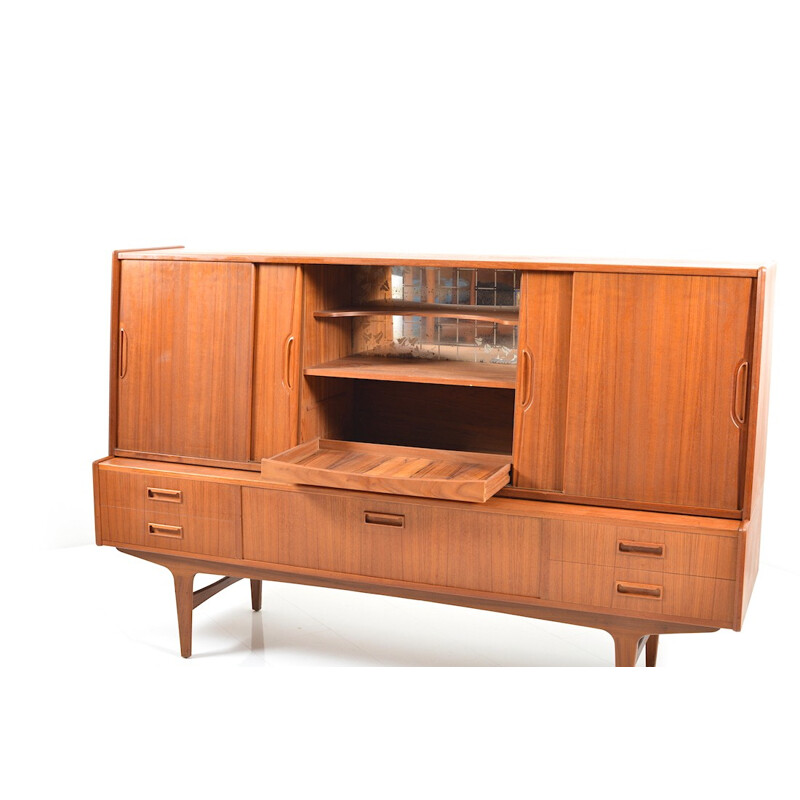 Large Danish cabinet in teak with sliding doors - 1960s