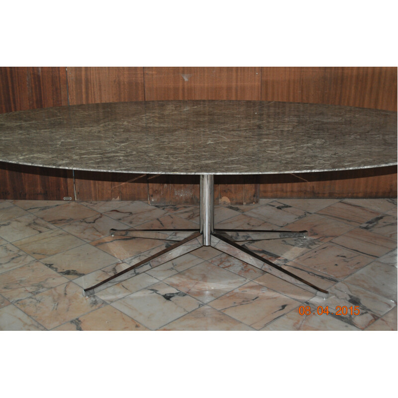 Mid century modern dining table in grey marble, Florence KNOLL - 1970s