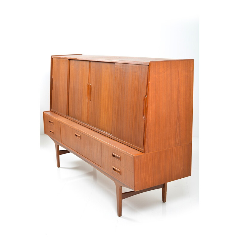 Large Danish cabinet in teak with sliding doors - 1960s