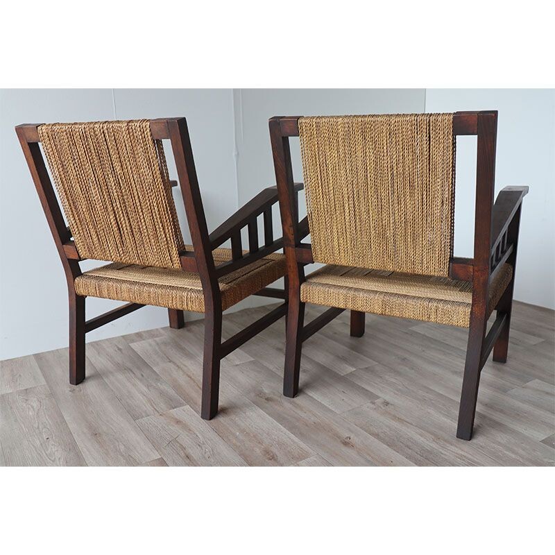 Pair of vintage solid wood armchairs by Francis Jourdain, 1930