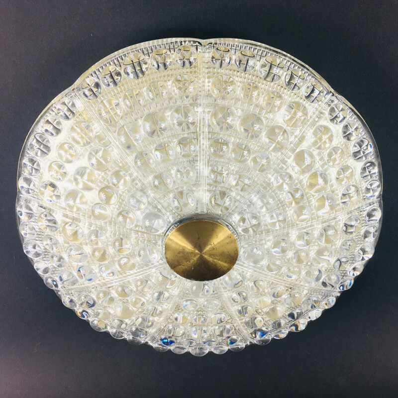 Scandinavian vintage glass ceiling lamp by Carl Fagerlund for Orrefors, Sweden 1960