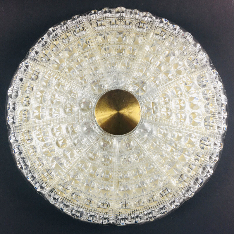 Scandinavian vintage glass ceiling lamp by Carl Fagerlund for Orrefors, Sweden 1960