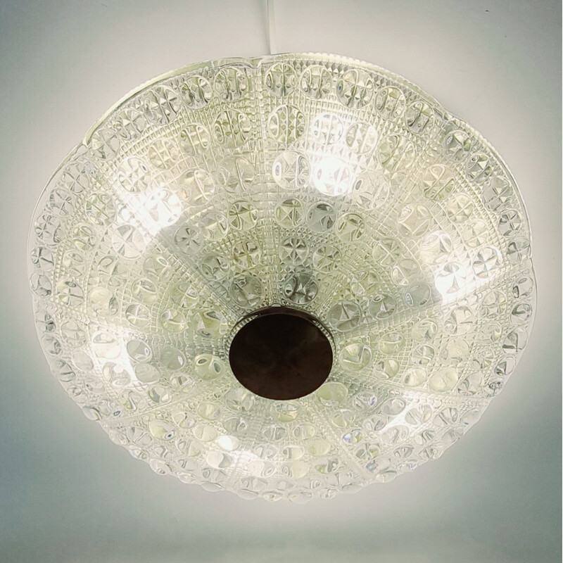 Scandinavian vintage glass ceiling lamp by Carl Fagerlund for Orrefors, Sweden 1960