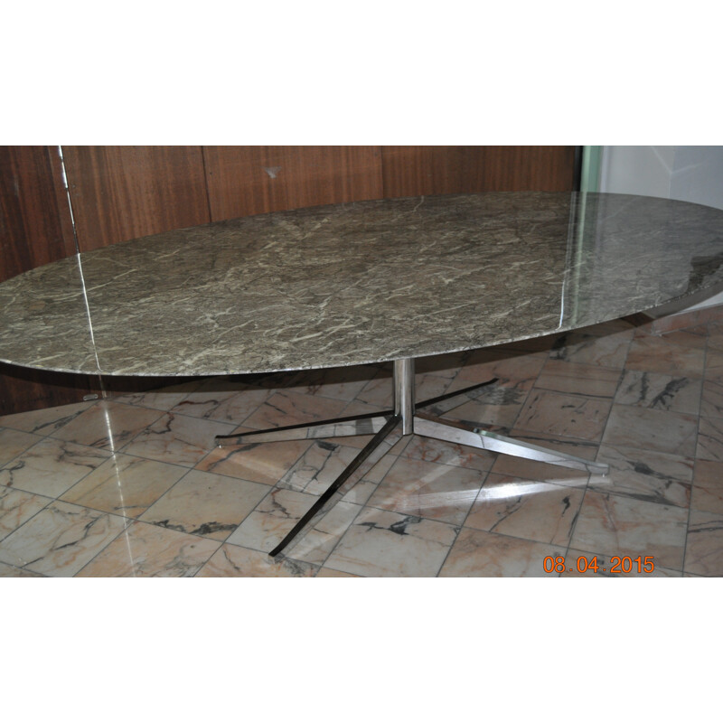 Mid century modern dining table in grey marble, Florence KNOLL - 1970s