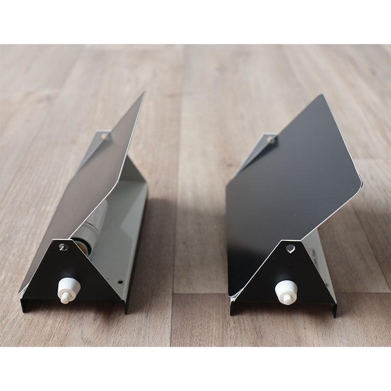 Pair of vintage Cp1 wall lamps in black lacquered metal by Charlotte Perriand, 1960s