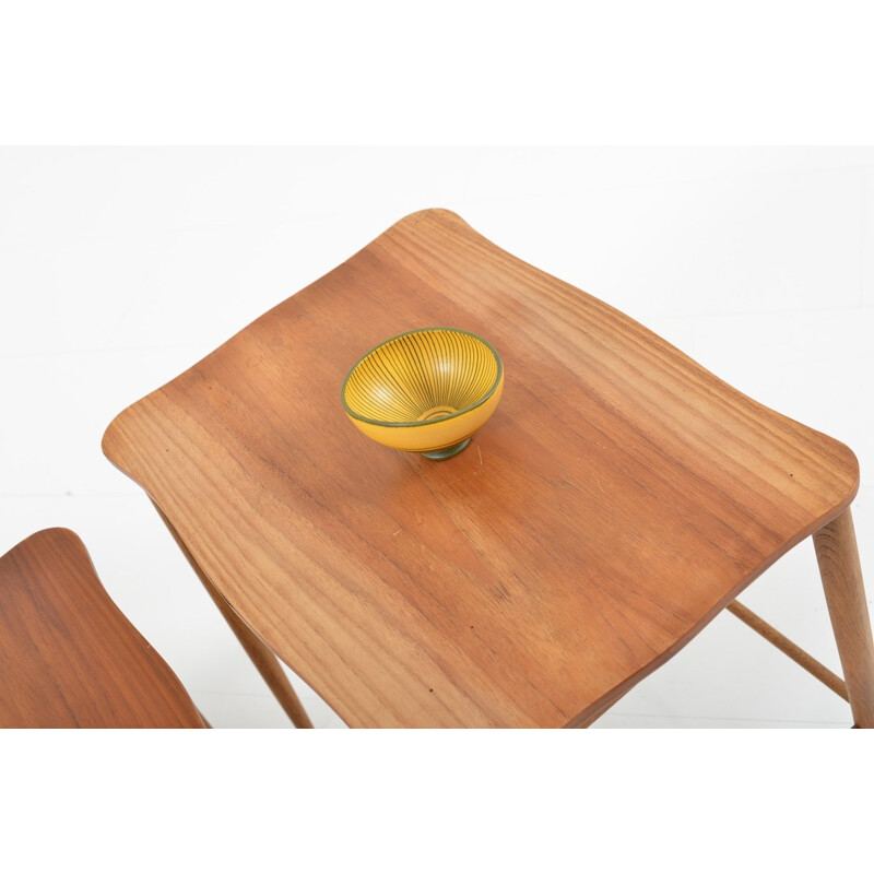 Set of 3 Danish nesting tables in teak and oak - 1960s