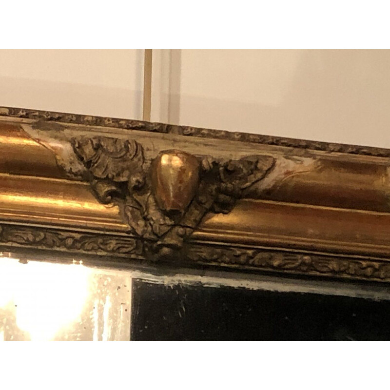 Espelho de restauração Vintage em madeira dourada