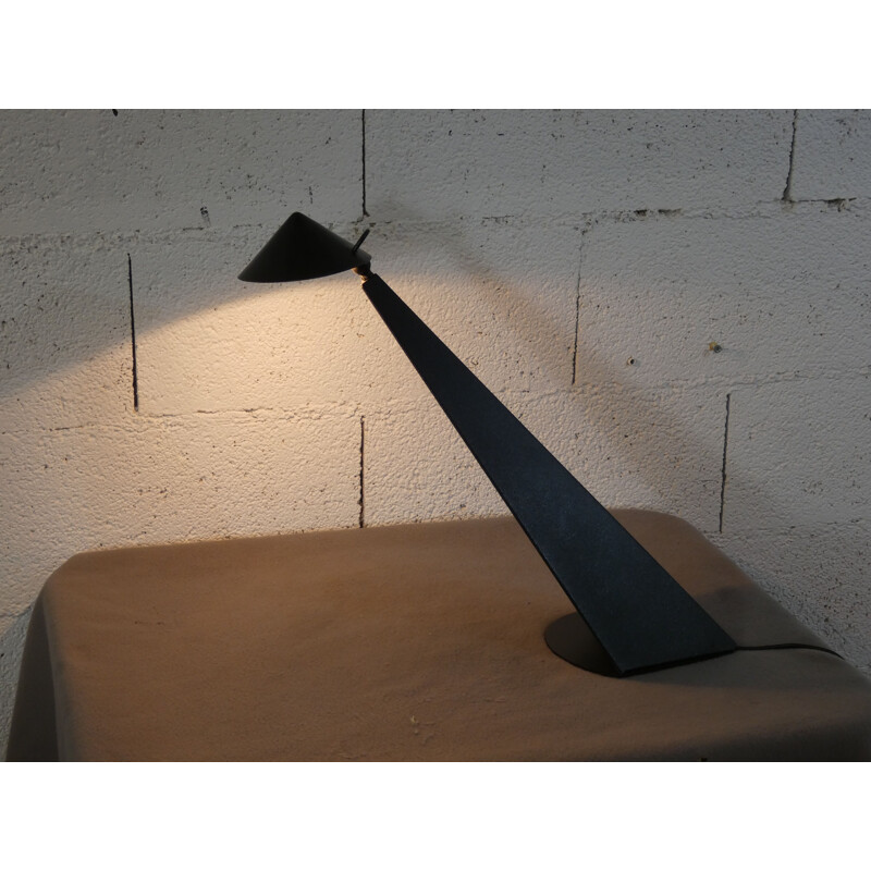 Lampada vintage Toucan in metallo laccato nero di Patrice Bonneau, 1980