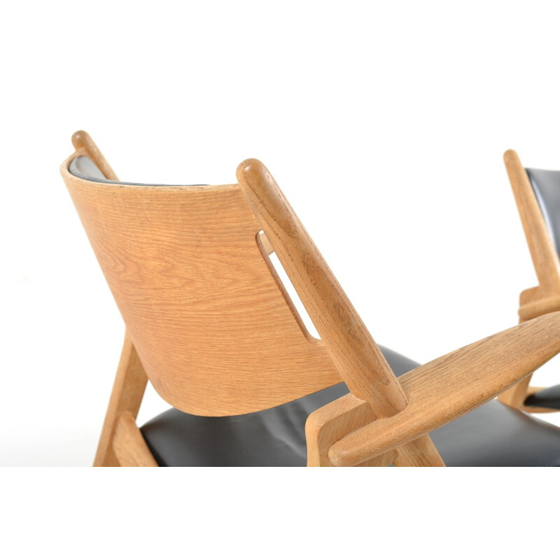 Pair of Carl Hansen & Søn "Saw Horse" armchairs in leather, Hans J. WEGNER - 1950s