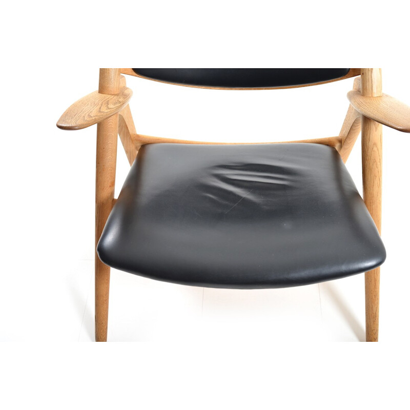 Pair of Carl Hansen & Søn "Saw Horse" armchairs in leather, Hans J. WEGNER - 1950s