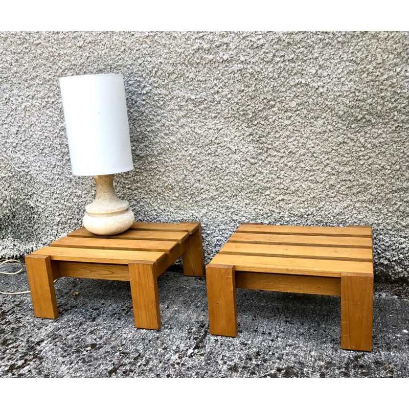 Pair of vintage wood night stands, 1980