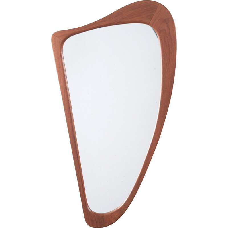 Organic shaped Danish mirror in teak - 1960s