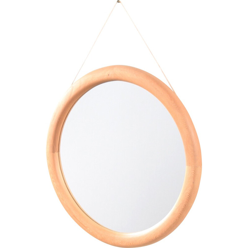 Round mirror in maple - 1960s