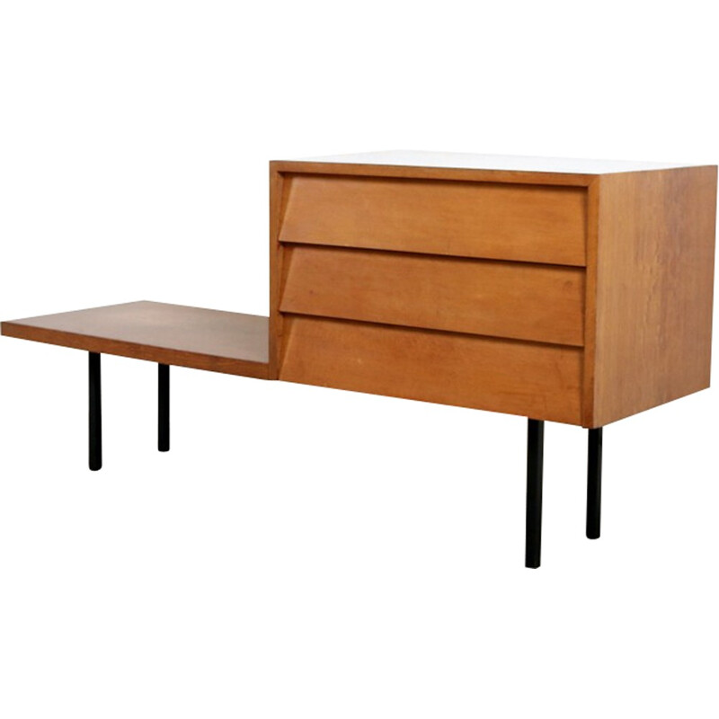 Small Belgian chest of drawers in wood and formica, Jos DE MEY - 1960s