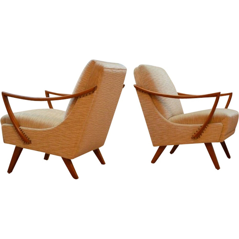 Pair of silk velvet armchairs - 1950s