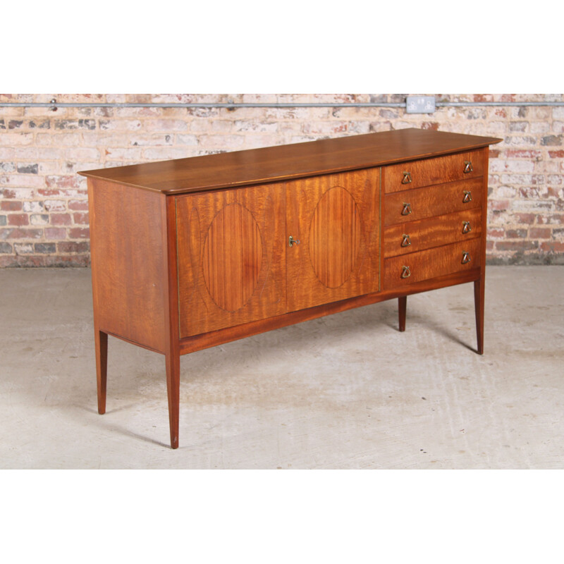 Credenza vintage in mogano Fiddleback di John Herbert per Younger, 1957