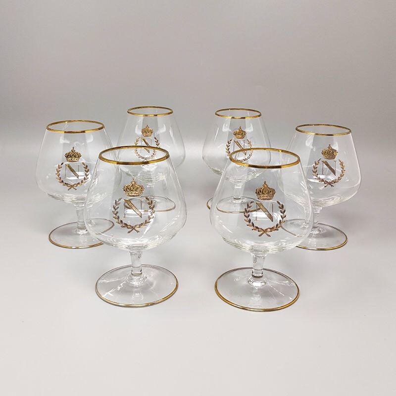 Set of 6 vintage glasses in crystal by Napoleon, Italy 1960s