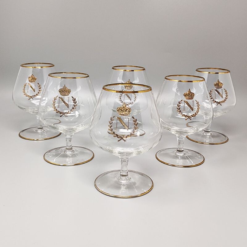Ensemble de 6 verres vintage en cristal par Napoléon, Italie 1960