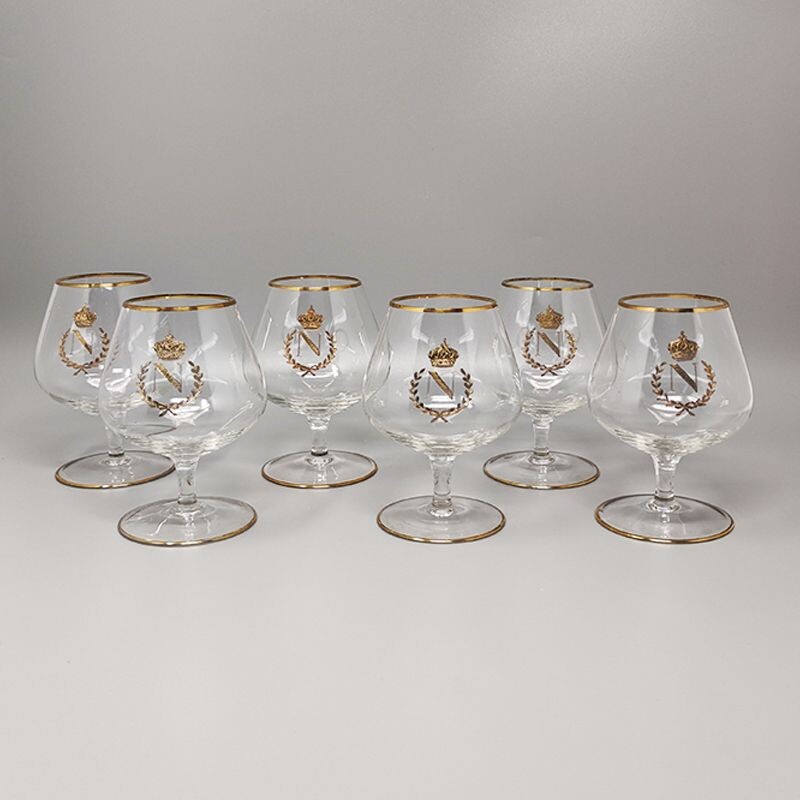 Set of 6 vintage glasses in crystal by Napoleon, Italy 1960s