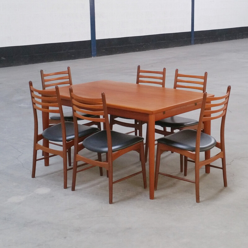 Scandinavian dining set 6 chairs and a table - 1960s