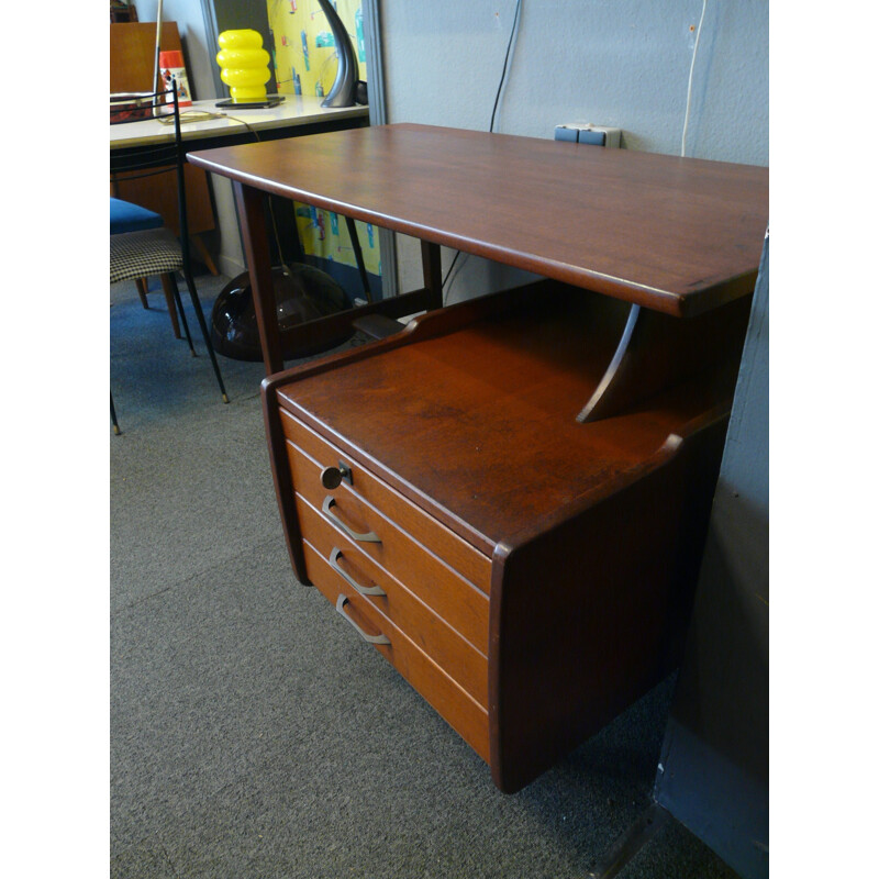 Mahogany desk, Jacques HAUVILLE - 1950s