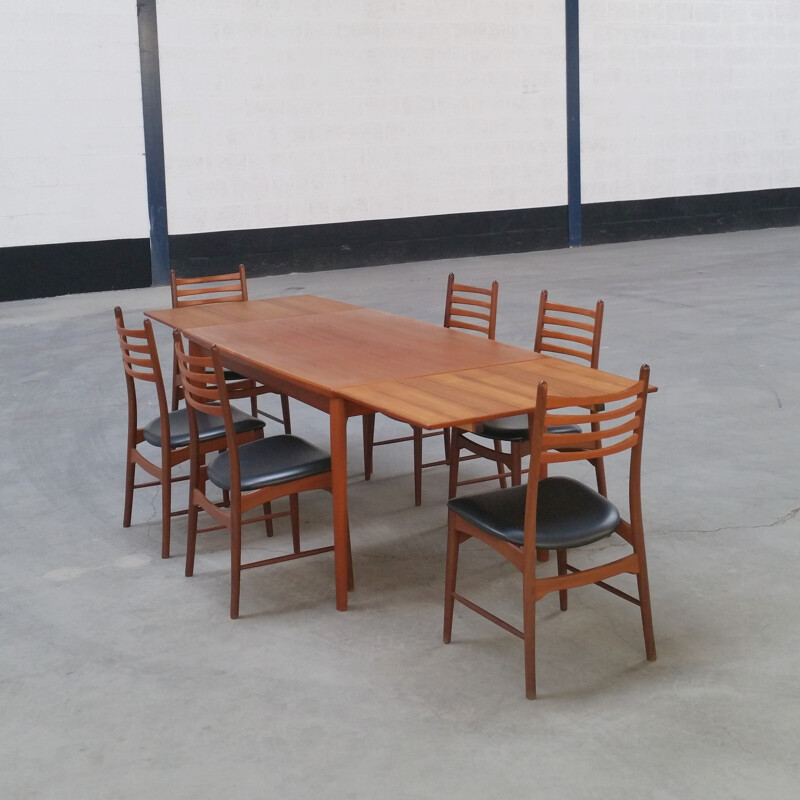 Scandinavian dining set 6 chairs and a table - 1960s