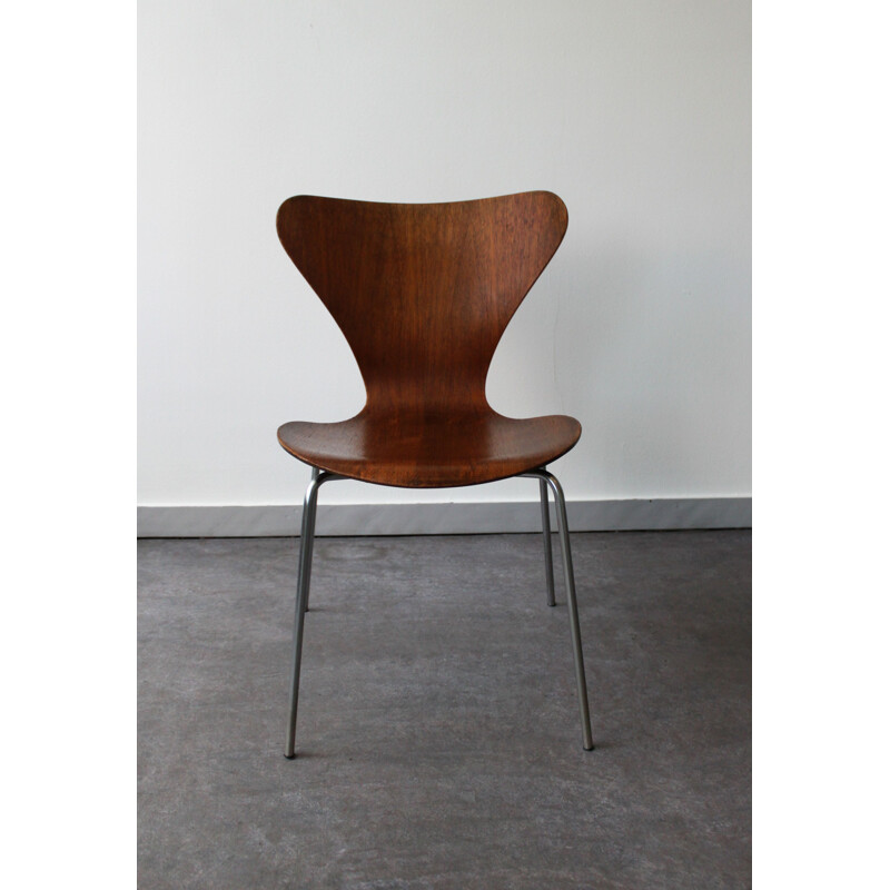 Juego de 4 sillas vintage de la Serie 7 de teca de Arne Jacobsen para Fritz Hansen, 1960