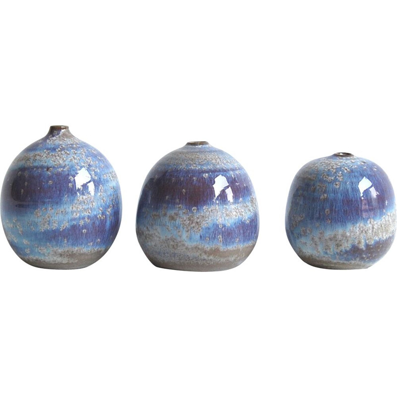 Set of 3 vintage crystallized ceramics by Antonio Lampecco
