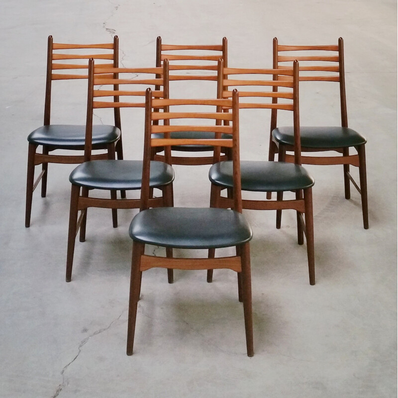 Scandinavian dining set 6 chairs and a table - 1960s