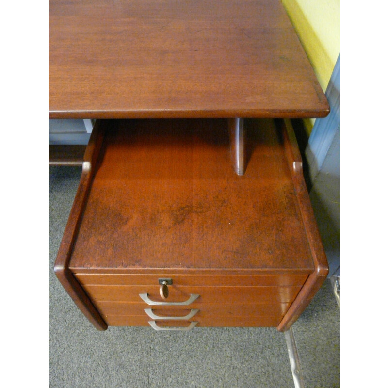 Mahogany desk, Jacques HAUVILLE - 1950s