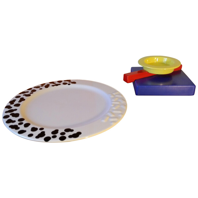 "Rucola" platter, Ettore SOTTSASS and "Squash" ashtray, Maria SANCHEZ - 1985