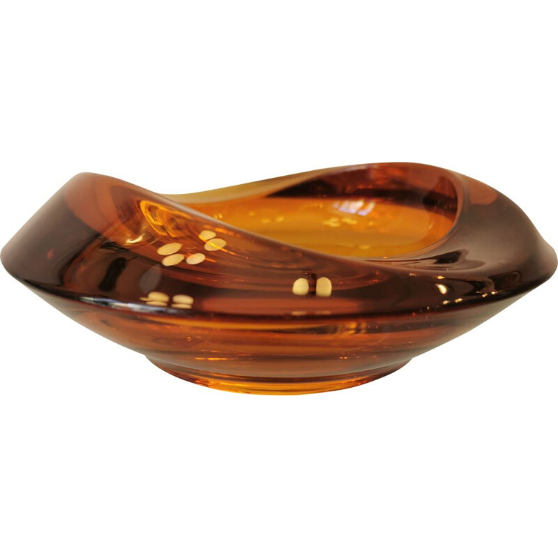 Vintage ashtray in amber glass, 1970s