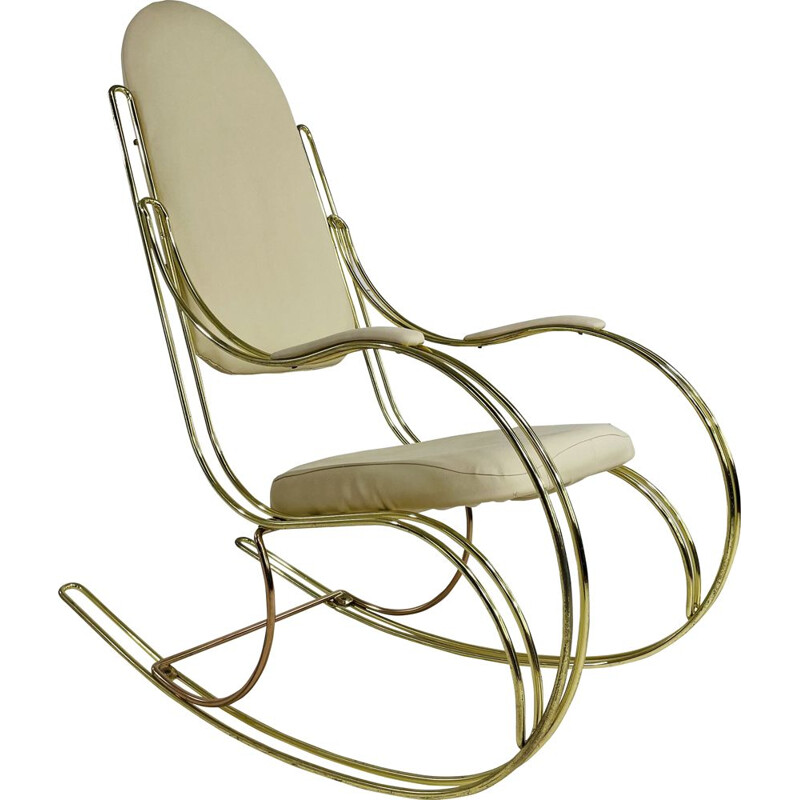Chaise à bascule vintage - simili cuir 1960
