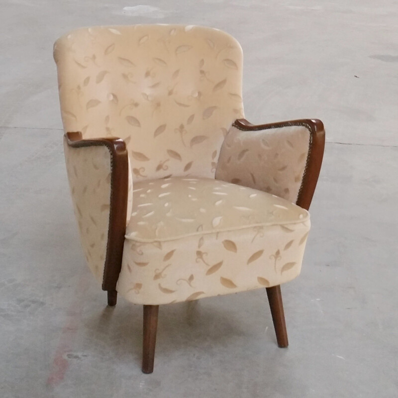 Set of 3 cocktail chairs in velvet - 1950s 