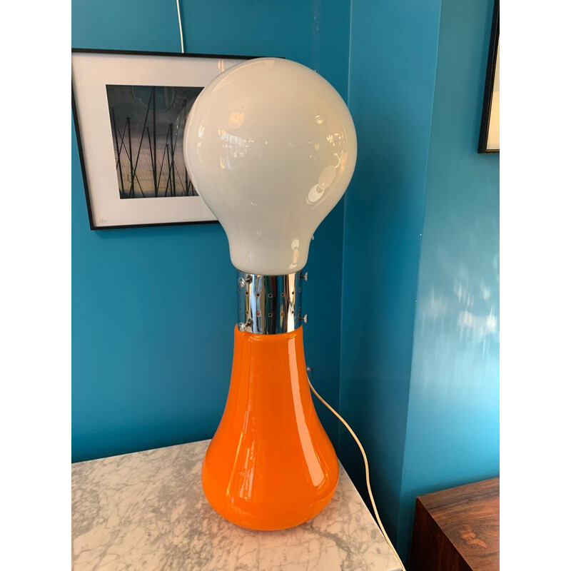 Lampada italiana arancione vintage di Carlo Nason