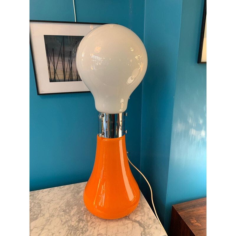 Vintage oranje Italiaanse lamp van Carlo Nason
