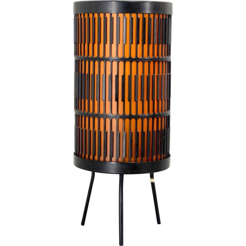 Vintage table lamp in metal and orange plastic, Europe 1960