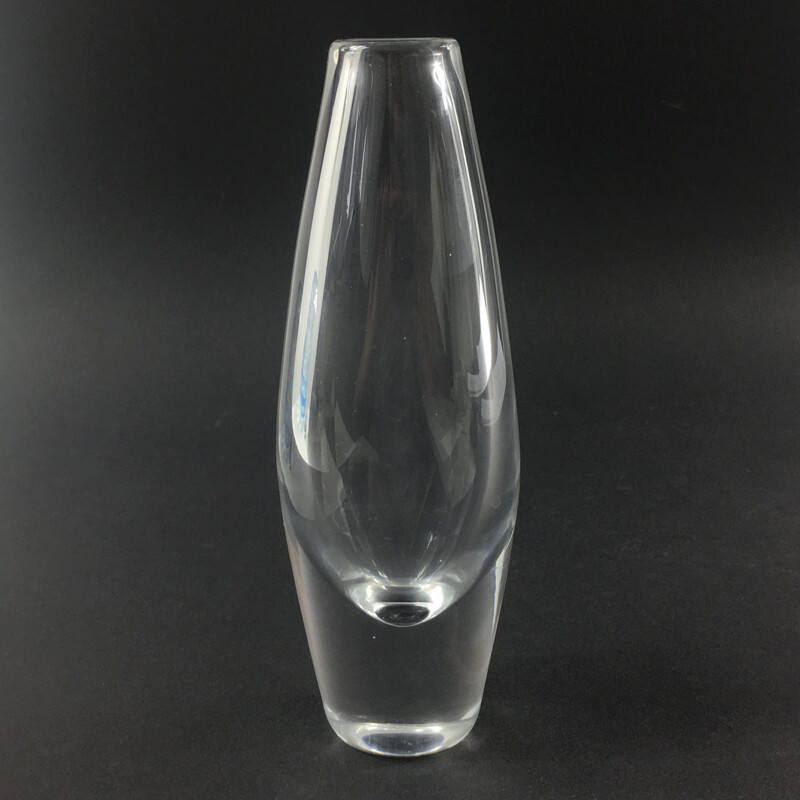 Scandinavian vintage clear glass vase by Sven Palmqvist for Orrefors, Sweden 1950s