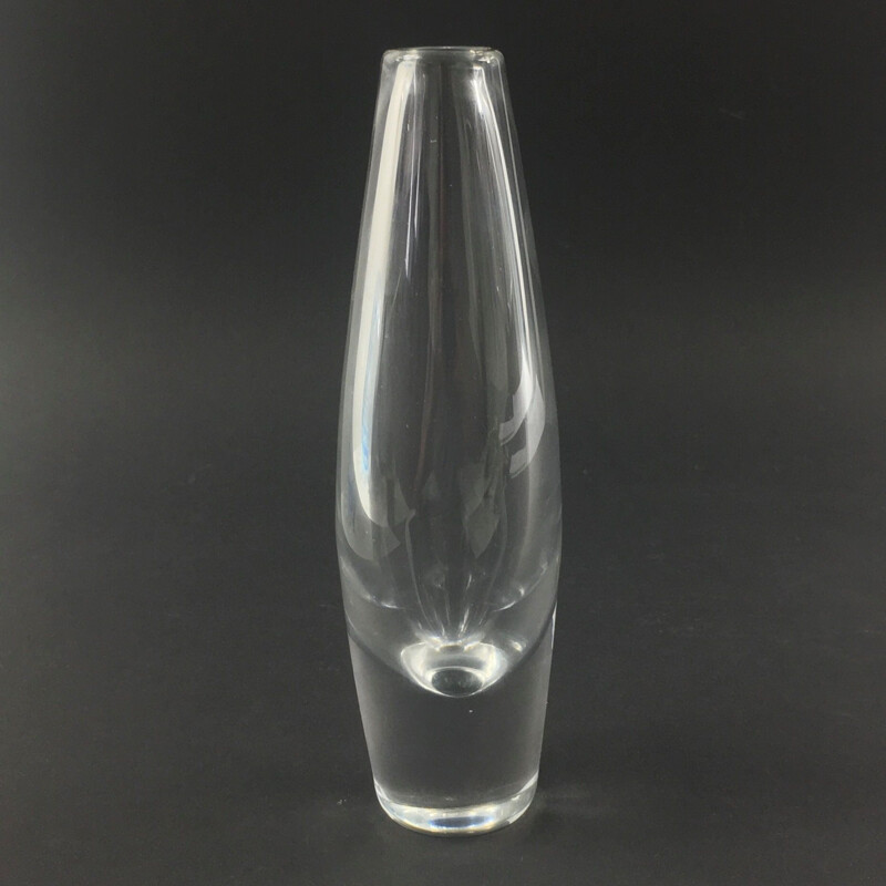 Scandinavian vintage clear glass vase by Sven Palmqvist for Orrefors, Sweden 1950s