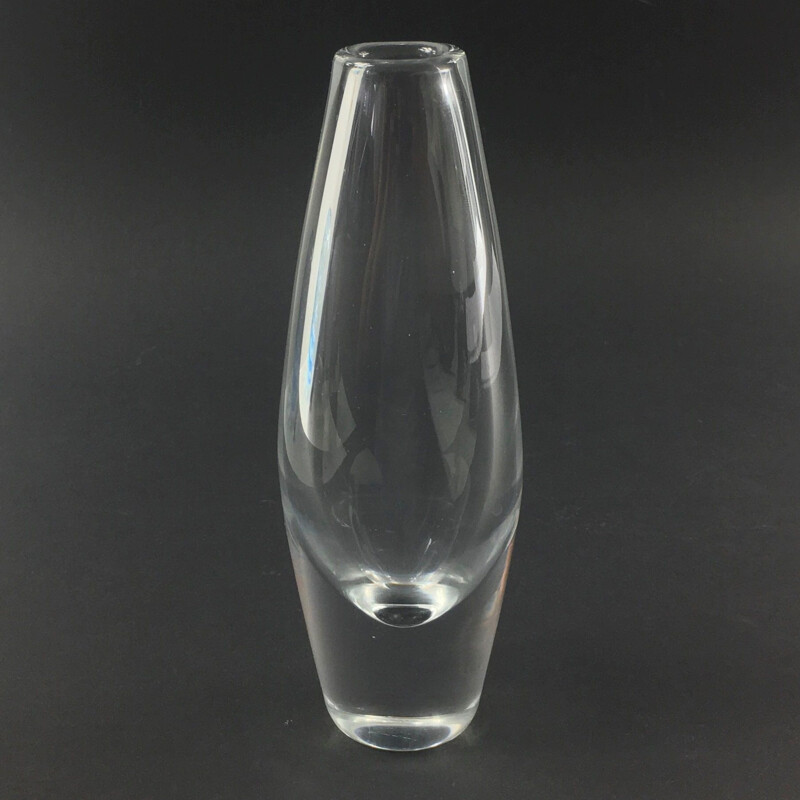 Scandinavian vintage clear glass vase by Sven Palmqvist for Orrefors, Sweden 1950s