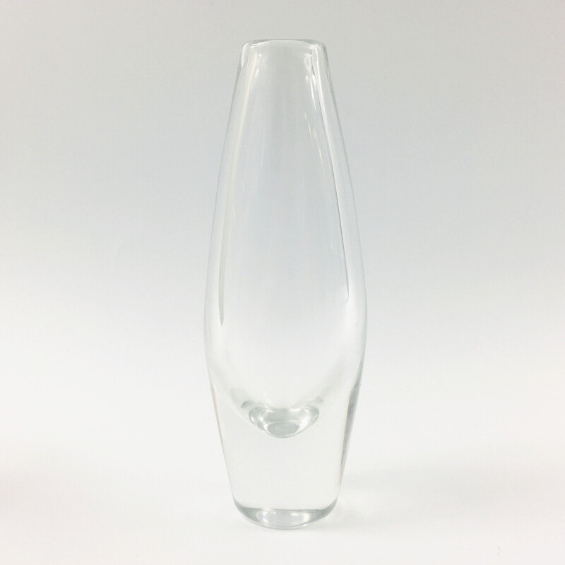 Scandinavian vintage clear glass vase by Sven Palmqvist for Orrefors, Sweden 1950s